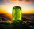 valueble gemstone in front of sun set.