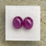 Ruby Pair 10 x 8 mm | Oval Cabochon | Purplish Red | Johnson, Tanzania | Untreated - Image 2