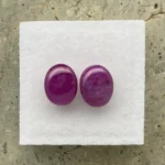 Ruby Pair 9 x 7 mm | Oval Cabochon | Purplish Red | Johnson, Tanzania | Untreated - Image 3