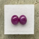 Ruby Pair 9 x 7 mm | Oval Cabochon | Purplish Red | Johnson, Tanzania | Untreated - Image 4