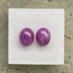 Ruby Pair 7 x 9 mm | Oval Cabochon  | Pinkish Red | Johnson, Tanzania | Untreated - Image 2