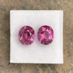 Umbalite (Rhodolite Garnet) Pair 6.83 ct | Oval | Mullbery Red | Umba Valley, Tanzania